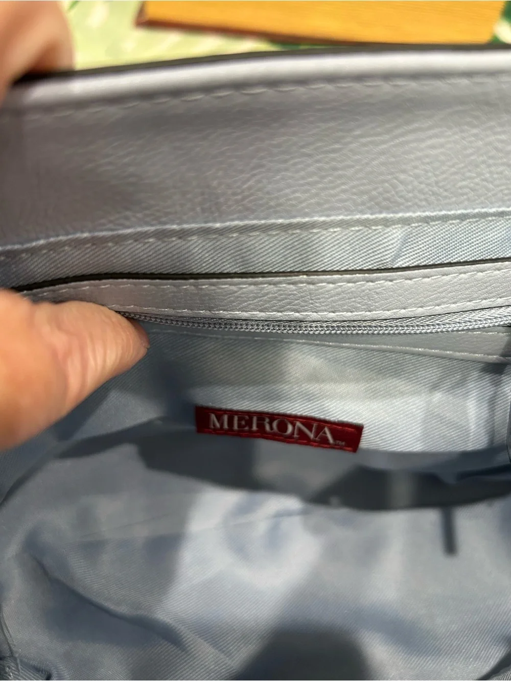 Merona Light Gray/ Blue Structured Top-Handle Crossbody Bag